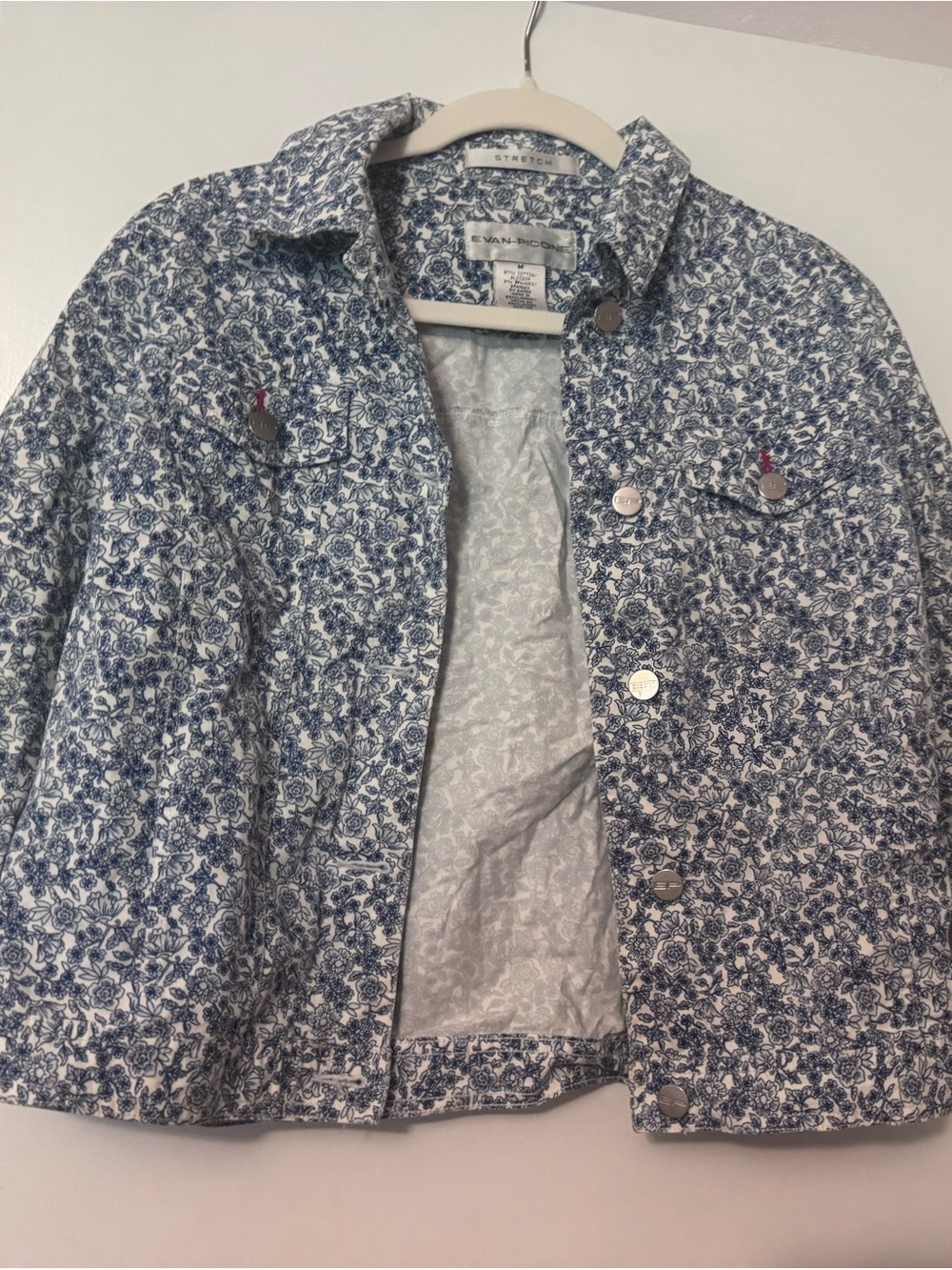 Evan Picone Blue & White Floral Lightweight Jacket